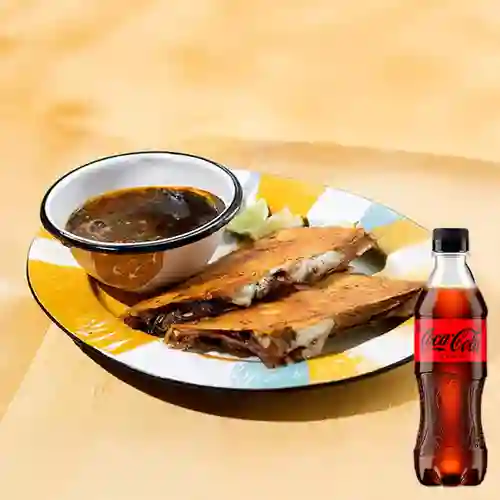 Birria Completa c/Consomé+2 Quesibirrias +CocaCola ZERO 400ml