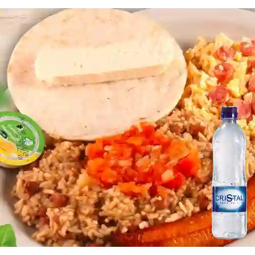 Combo Calentado con Huevo + Cristal Sin Gas 500 ml