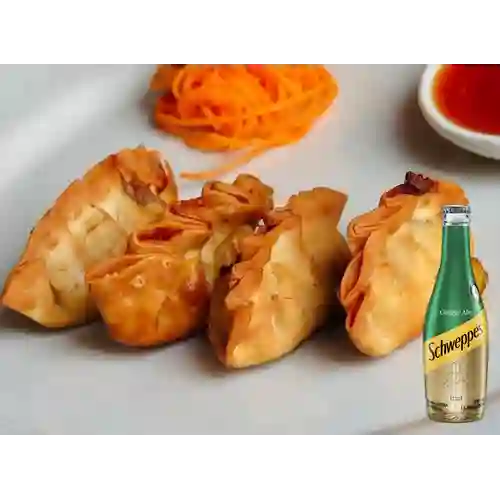 Crab Ragoon Dumplings +Schweppes Ginger Ale 300ML