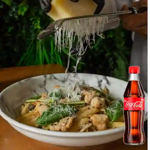 Pasta Pollo Espárrago Portobello +CocaCola Org 300ml
