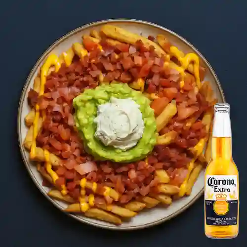 Combo Papas Americanas - Tocineta + Corona 330 ml