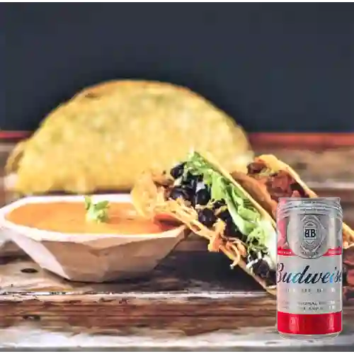 Combo Tacos Crispy + Cerveza Budweiser Lta 269ml