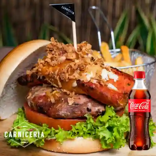 Combo Hamburguesa Doble c/Chorizo Argentino + CocaCola Orig 400ml