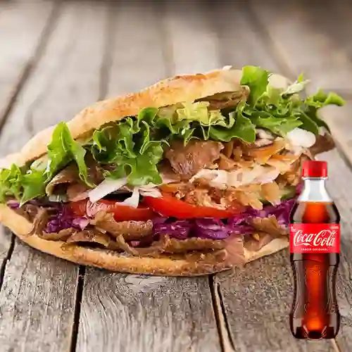 Sanduche de Kebab Mixto Sencillo +Cocacola Org 400ml