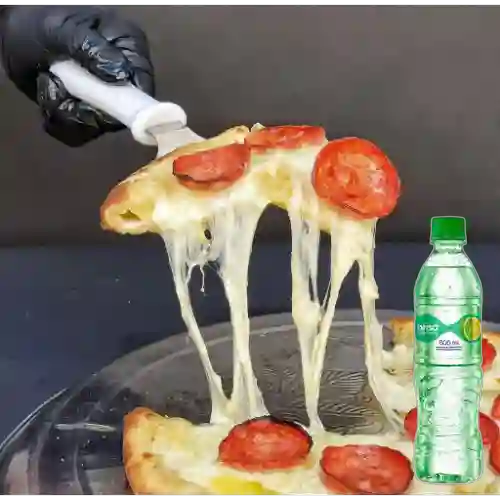 Combo Pizza de Pepperoni +Agua Brisa Sabor Lima Limón
