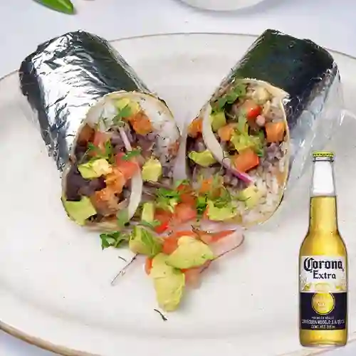 Combo Burrito Ceviche Chicharrón + Corona Botella 355ml