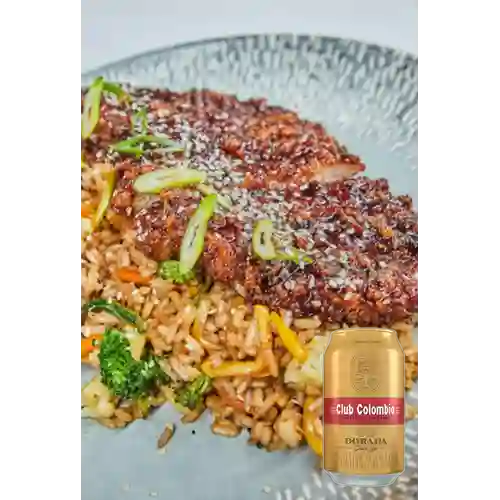 Combo Cerdo Teriyaki + Club col. Dorada Lta 330ml