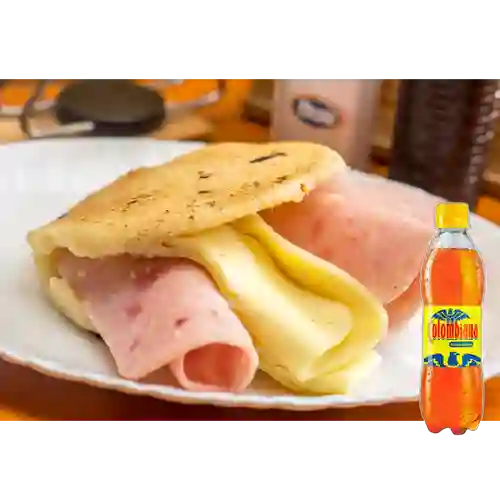 Combo Arepa de Jamón y Queso + Colombiana 250 ml