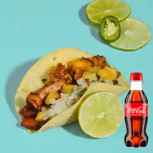 Combo Taco Al Pastor X3 Unidades +Cocacola Orig 250ML