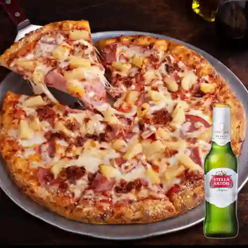 Combo Pizza Hawaiana c/ Pepperoni + Stella Artois 330ml