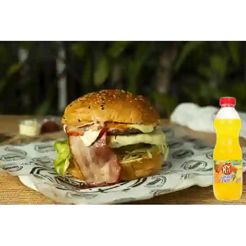 Combo Hamburguesa Doble + Hit Naranja Piña 500 ml