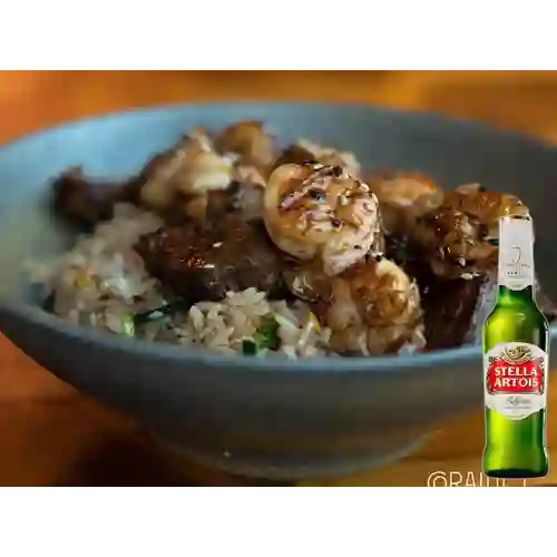 Combo Lomo y Camaron + Stella Artois 290 ml