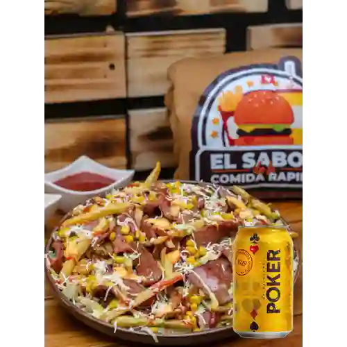 Combo Salchipapas + Poker 355 ml