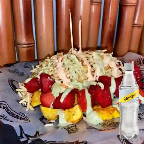 Combo Salchi Costilla + Schweppes Soda 400ml