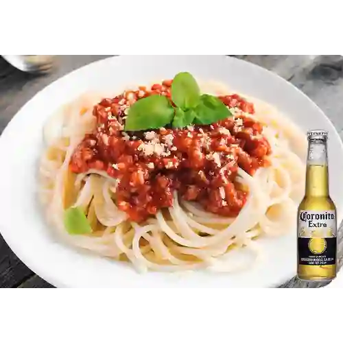 Combo Pasta Boloñesa + Cerveza Coronita Bot. 210ml