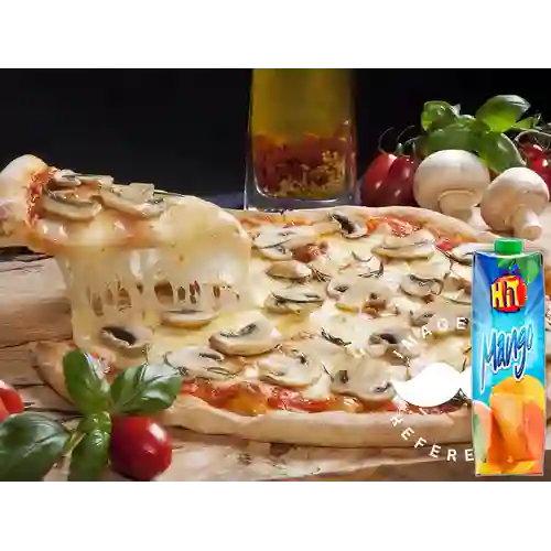 Combo Pizza Mediana de Pollo&Champiñón +Hit Mango 1 l