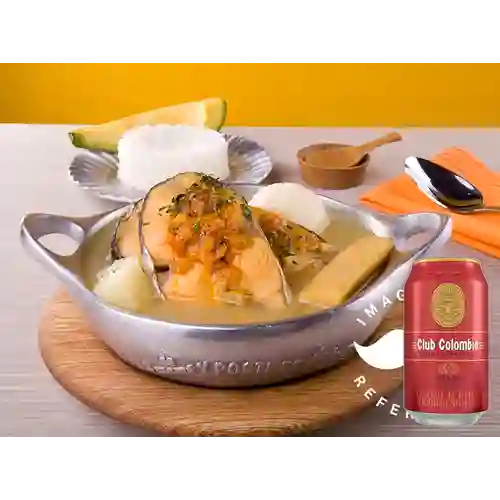 Combo Sancocho de Pescado  +  Club col. Roja Lta 330ml