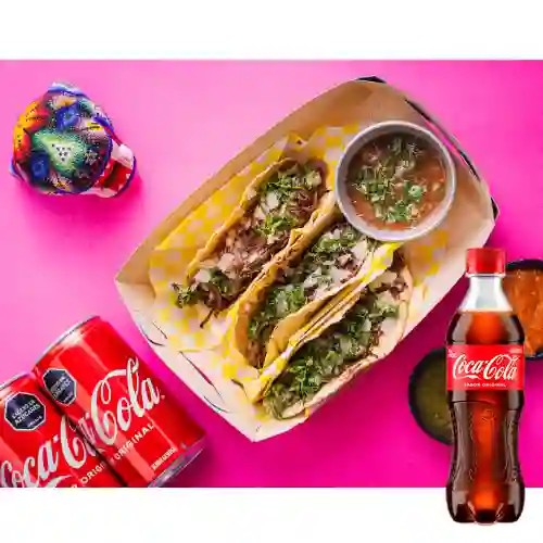 Combo Tacos de Birria X3 Unidades +Cocacola Orig 400ml