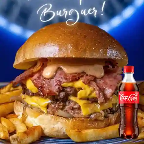 Hamburguesa Philadelphia Doble +Cocacola Org 400ml