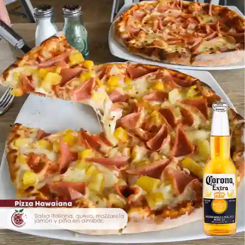 Combo Pizza Hawaiana + Cerveza Corona 330 ml