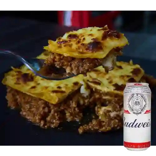 Combo Boloñesa Grande + Budweiser