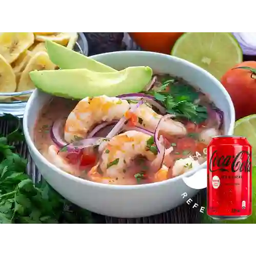 Combo Ceviche de Camarón + Coca Cola Sin Azúcar 330ML