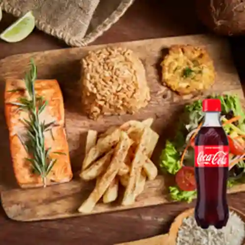 Salmón en Mantequilla de Romero +Cocacola Org 450 ml