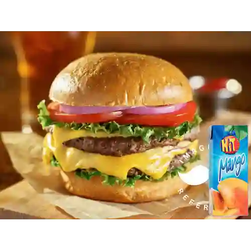 Combo Burger Doble Res + Jugo Hit Mango 200 ml