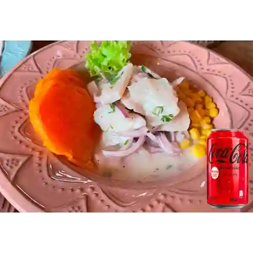Combo Ceviche de Pescado Blanco +Cocacola S/az 330ML