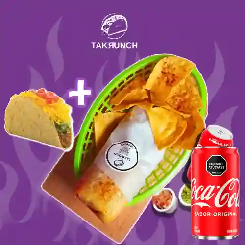 Combo Burrito + Taco y Gaseosa + Coca Cola Original 235 ml