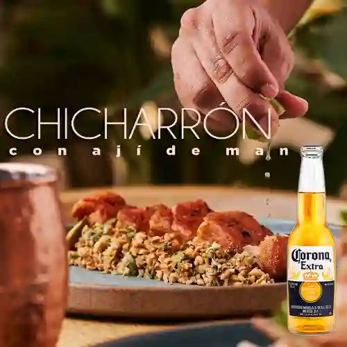 Combo Chicharrón con Ají Maní + Corona 330 ml