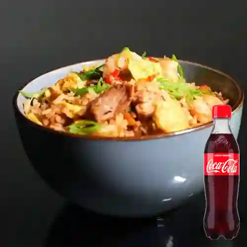 Combo Arroz Al Wok c/ Carnes&Camarones +Cocacola 400ml