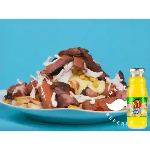 Media Salchipapa Carne&Queso +Hit Naranja Piña 350ml