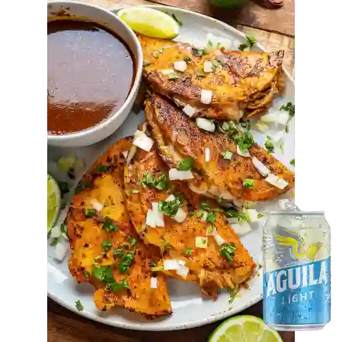 Combo Tacos de Birria Tortilla Maíz + Aguila Light 355ml