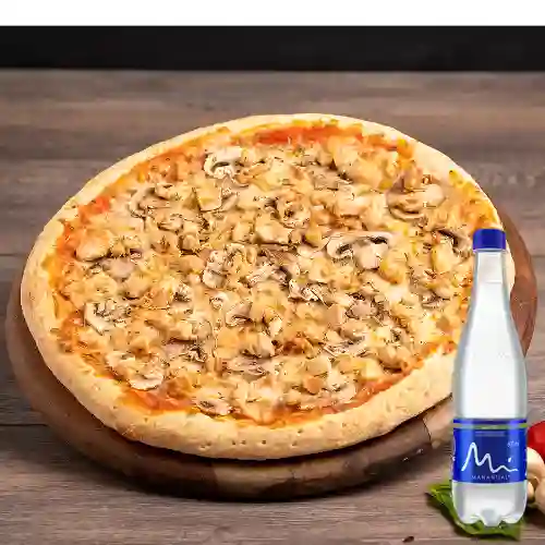 Pizza Personal Pollo Champiñón +Agua Manantial S/Gas 600ml