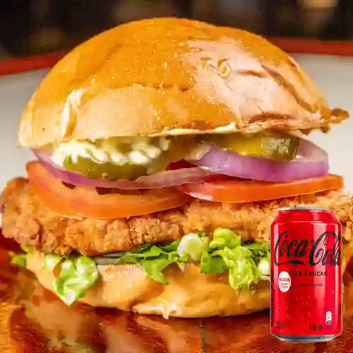 Hamburguesa Pollo Crunchy +CocaCola S/az 330ml