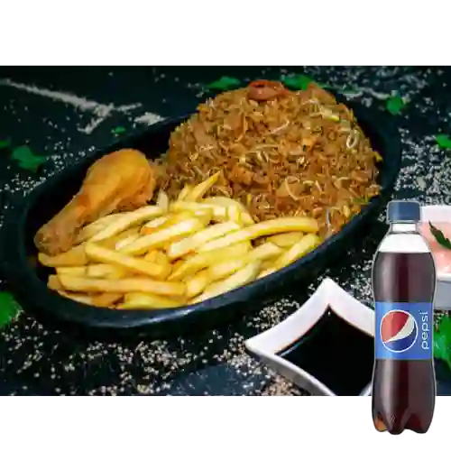 Arroz Chino c/ Pierna Broaster+papa +Gaseosa 250ml