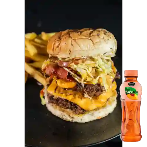 Combo Hamburguesa de Res + Fuze Tea Durazno 400ML