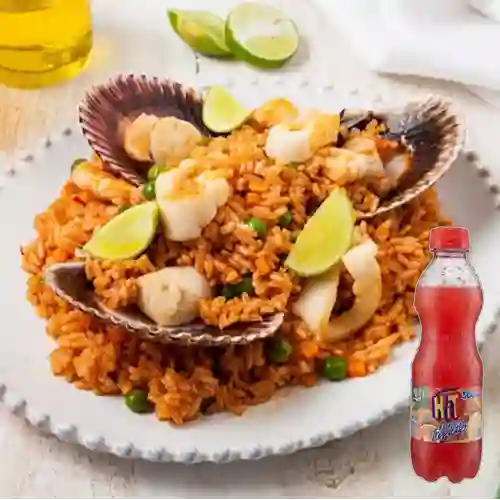 Arroz c/ Mariscos Caja Peq. + Hit Frutos Tropicales 500ml