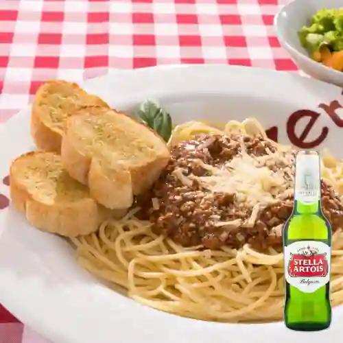 Combo Pasta Bolognesa + Stella Artois 350 ml