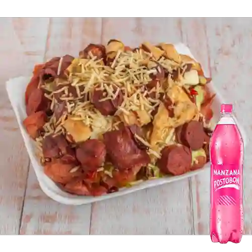 Salchipapa Familiar Especial +Postobón Manzana 1 L