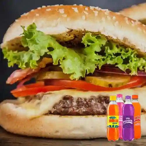 Combo Burger Res + Postobon 400 Uva