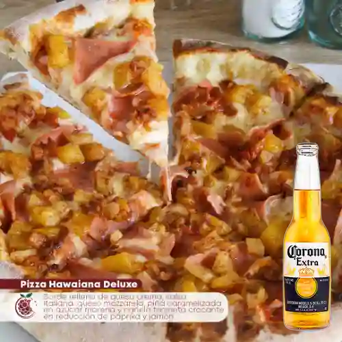 Combo Pizza Hawaiana Deluxe + Cerveza Corona 330 ml