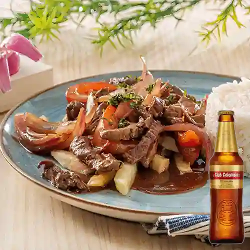 Combo Lomo Saltado + Club col. Dorada Bot. 330ml