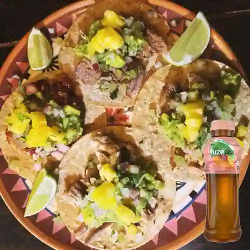 Combo Tacos Mixtos X 4 + Fuze Tea Durazno 400 ml