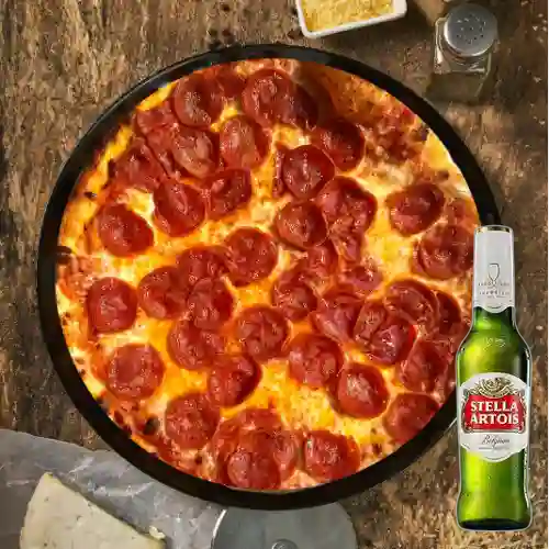 Combo Pizza Pepperoni + Stella Artois 335ml
