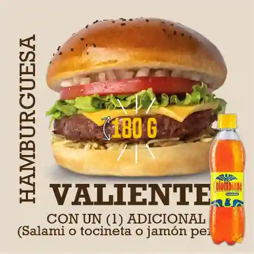 Hamburguesa Valiente 180 G +Colombiana Postobón 400ml