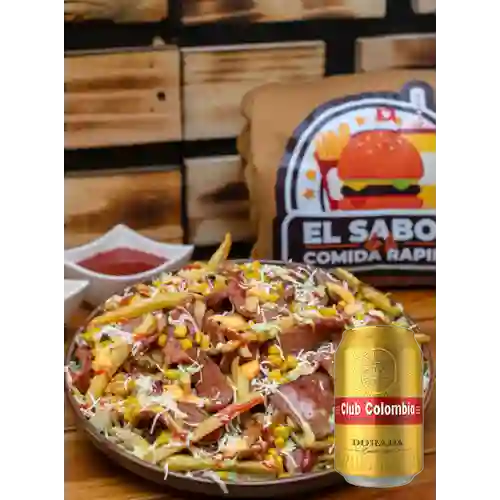 Combo Salchipapas + Club Colombia Dorada 355 ml