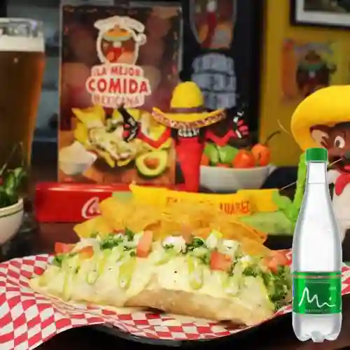 Combo Burro Carnita + Manantial Con Gas 600ML