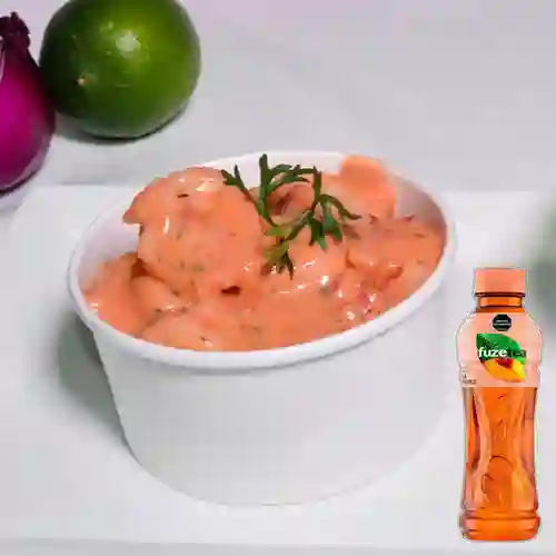 Combo Coctel de Camarón Pequeño +Fuzetea Durazno 400ml